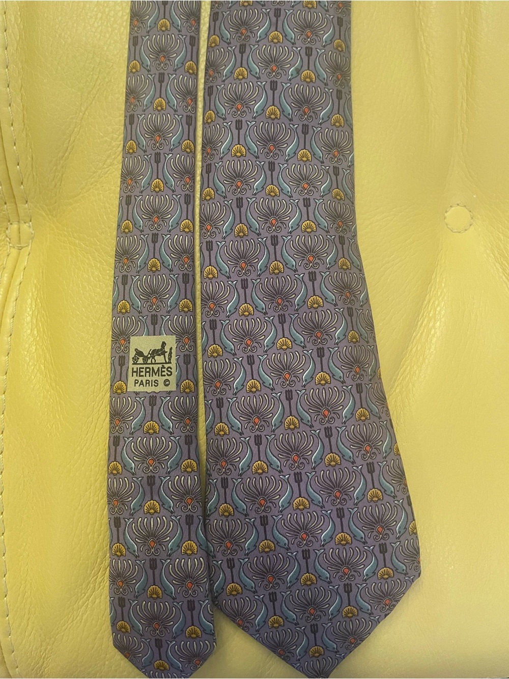 Hermes Purple Silk Neoclassical Motif Tie - Picture 2 of 2